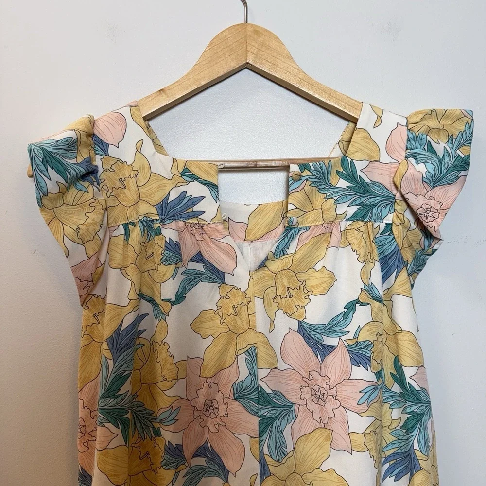 Hayden Girls Floral Wide Leg Jumpsuit Ruffle Sleeve Boho Size S